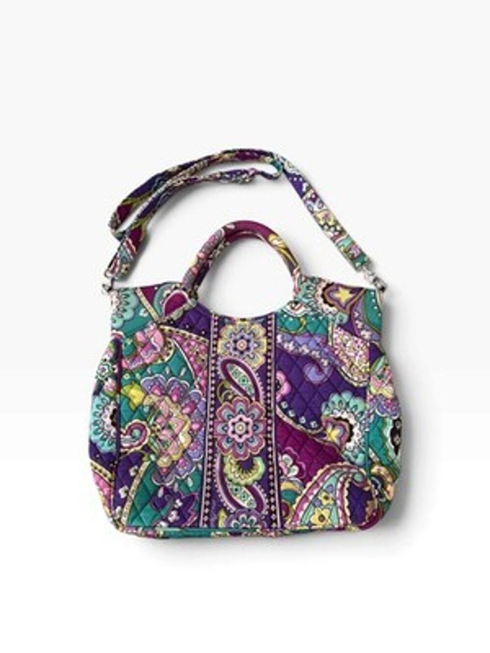 Vera Bradley Purple/Teal/Green Floral Paisley Detachable Strap/Double Handle